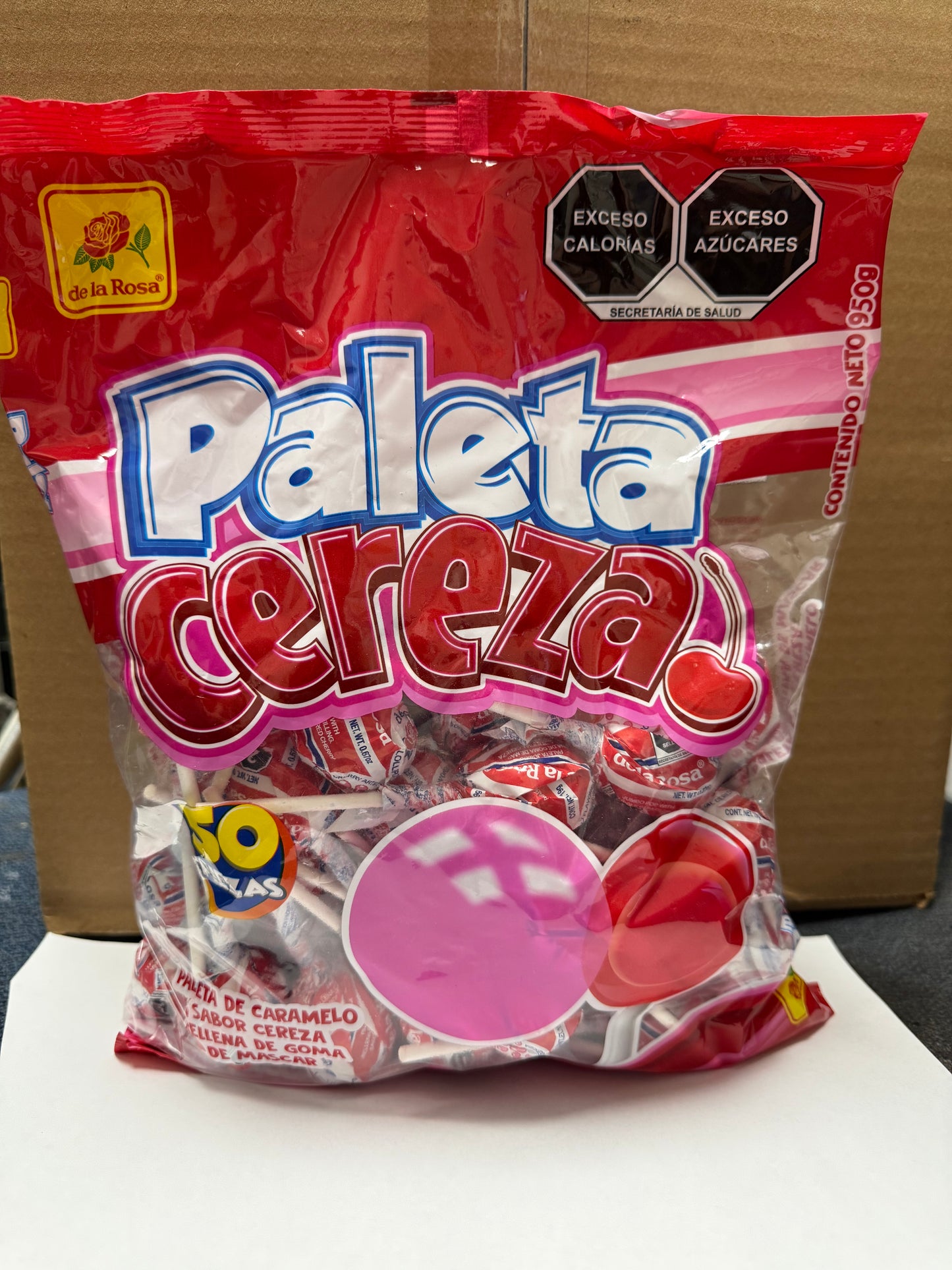 Candy: De La Rosa Cherry Lollipops/ Paleta Cereza