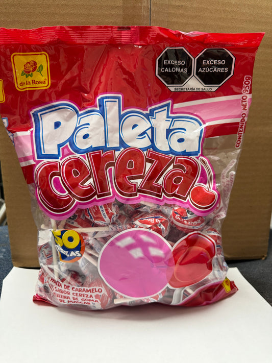 Candy: De La Rosa Cherry Lollipops/ Paleta Cereza